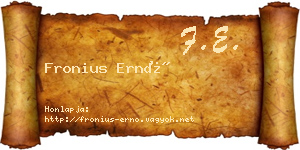 Fronius Ernő névjegykártya